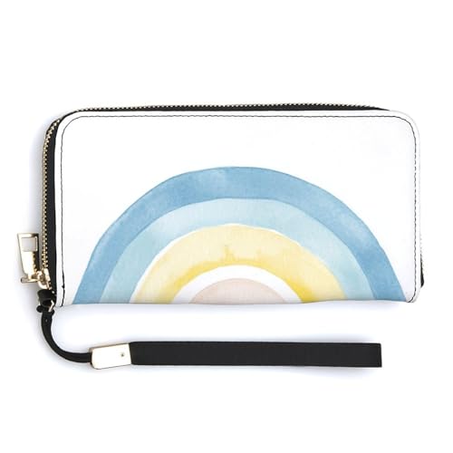 Jubonexis Minimalistische Geldbörse aus PU-Leder, Geldbörsen, Geldaufbewahrung, für Damen und Herren, Pastellgelb / Blau von Jubonexis