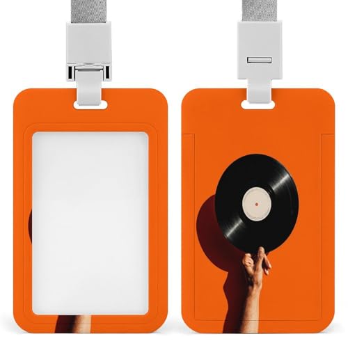 Jubonexis Minimalistische Vinyl-Schallplatte auf orangefarbenem ästhetischem Ausweishalter, einziehbarer Clip-Kartenhalter, Kartenschutz, Namensschild, Namensschild für Arbeit, Büro, Arzt Jubonexis Minimalistische Vinyl-Schallplatte auf orangefarbenem ästhetischem Ausweishalter, einziehbarer Clip-Kartenhalter, Kartenschutz, Namensschild, Namensschild für Arbeit, Büro, Arzt von Jubonexis