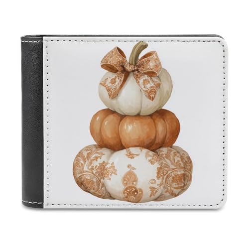 Jubonexis Münzgeldbörse, Kreditkartenetui, Kreditkartenetui, robust, schlankes Design, für Damen und Herren, Weiß und Orange Kürbis von Jubonexis