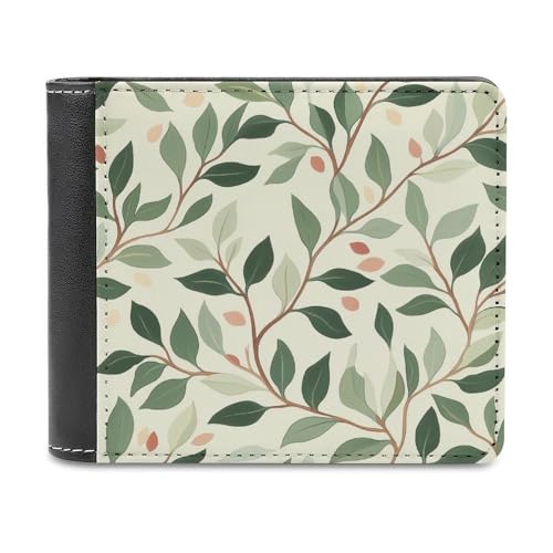 Jubonexis Münzgeldbörse, Kreditkartenetui, robustes Kartenetui, schlankes Design, für Damen und Herren, olivgrün und puderrosa Laub von Jubonexis