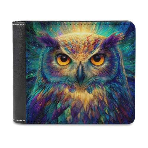 Jubonexis Mystical Powerful Owl Head Soft PU Leather Bifold Wallet, Coin Purse Credit Pass Case, Durable Card Holder Slim Billfold for Men Woman Money Storage von Jubonexis
