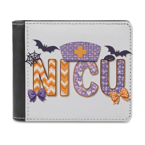 Jubonexis NICU Preppy Nurse Cap Purple Bow Soft PU Leather Bifold Wallet, Coin Purse Credit Pass Case, Durable Card Holder Slim Billfold for Men Woman Money Storage von Jubonexis