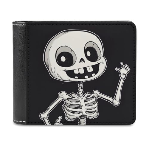 Jubonexis Niedliche Cartoon-Skelett-Geldbörse aus weichem PU-Leder, Münzgeldbörse, Kreditkartenetui, langlebig, Kartenhalter, schlanke Geldscheinfach für Männer und Frauen von Jubonexis