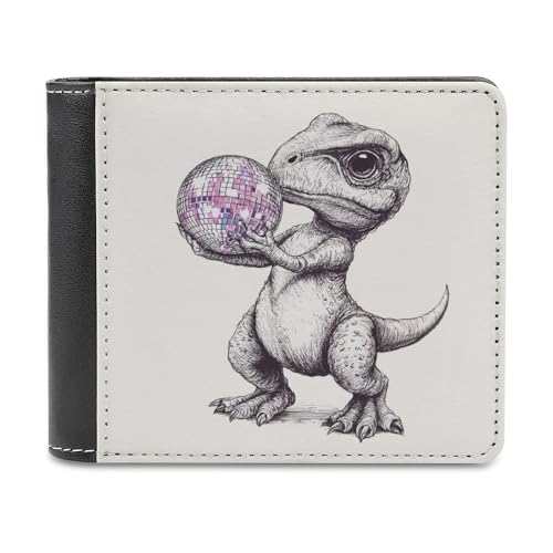 Jubonexis Niedliche Dinosaurier-Geldbörse mit Discokugel, weiches PU-Leder, Münzgeldbörse, Kreditkartenetui, langlebig, Kartenhalter, schlanke Geldscheinfach für Männer und Frauen von Jubonexis