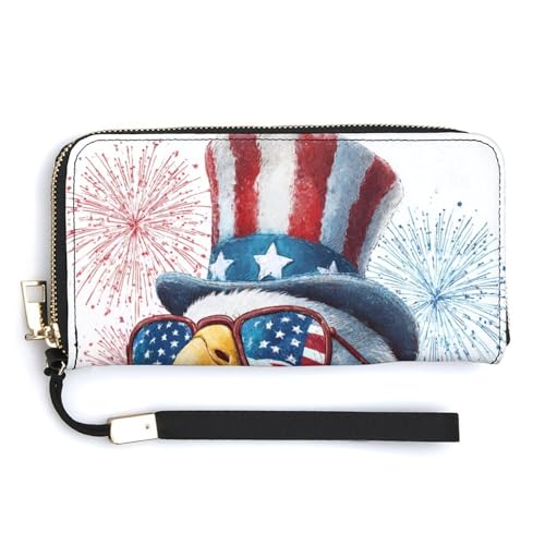 Jubonexis Niedliche Glatzenadler-Sonnenbrille, Zylinderhut, PU-Leder, Clutch, lange Geldbörse, Münzgeldbörse, Kreditkartenetui, langlebiger Kartenhalter, Geldaufbewahrung für Damen und Herren von Jubonexis