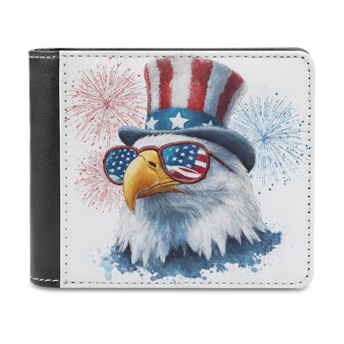 Jubonexis Niedliche Glatzenadler-Sonnenbrille, Zylinderhut, weiches PU-Leder, Bifold Wallet, Münzgeldbörse, Kreditkartenetui, langlebiger Kartenhalter, schlanke Geldscheinfach für Männer und Frauen von Jubonexis