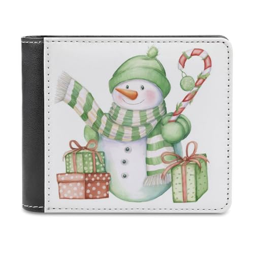 Jubonexis Niedliche grüne Schneemann-Geldbörse aus weichem PU-Leder, Münzgeldbörse, Kreditkartenetui, robuster Kartenhalter, schlanke Geldscheinfach für Männer und Frauen von Jubonexis