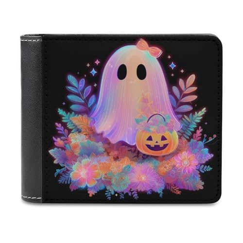 Jubonexis Niedliche neonfarbene psychedelische holografische Geister-Geldbörse aus weichem PU-Leder, Münzgeldbörse, Kreditkartenetui, langlebiger Kartenhalter, schlanke Geldscheinfach für Männer und von Jubonexis