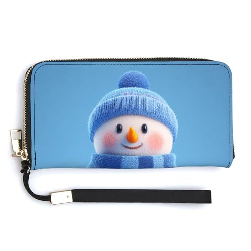 Jubonexis Niedlicher Schneemann mit blauem Hut, PU-Leder, Clutch, lange Geldbörse, Münzgeldbörse, Kreditkartenetui, robuster Kartenhalter, Geldaufbewahrung für Damen und Herren Jubonexis Niedlicher Schneemann mit blauem Hut, PU-Leder, Clutch, lange Geldbörse, Münzgeldbörse, Kreditkartenetui, robuster Kartenhalter, Geldaufbewahrung für Damen und Herren von Jubonexis