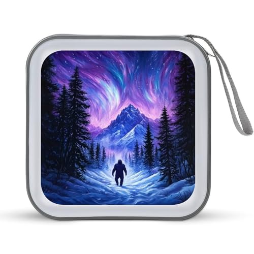 Jubonexis Northern Lights Mountains Winter Pine Tree CD Case DVD Storage Case Portable for Car Home Travel von Jubonexis