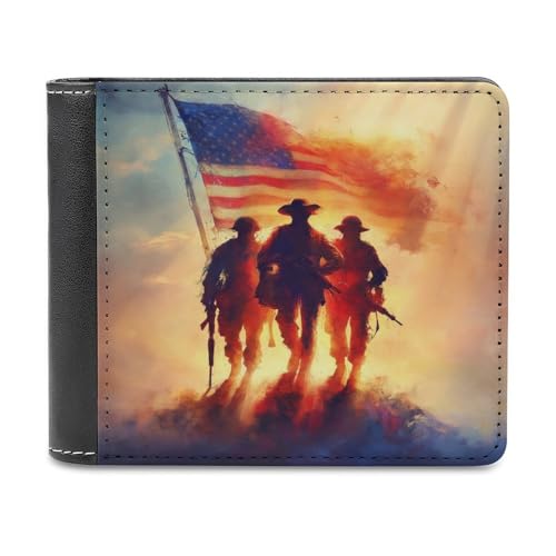 Jubonexis Patriotische Gedenk-Soldaten-Silhouetten, weiches PU-Leder, Bifold Wallet, Münzgeldbörse, Kreditkartenetui, robuster Kartenhalter, schlanke Geldscheinfach für Männer und Frauen Jubonexis Patriotische Gedenk-Soldaten-Silhouetten, weiches PU-Leder, Bifold Wallet, Münzgeldbörse, Kreditkartenetui, robuster Kartenhalter, schlanke Geldscheinfach für Männer und Frauen von Jubonexis