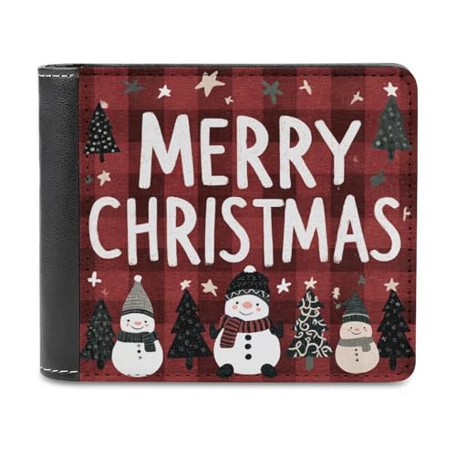 Jubonexis Pine Trees Schneemänner Frohe Weihnachten, weiches PU-Leder, Bifold Wallet, Münzgeldbörse, Kreditkartenetui, langlebig, Kartenhalter, schlanke Geldscheinfach für Männer und Frauen von Jubonexis