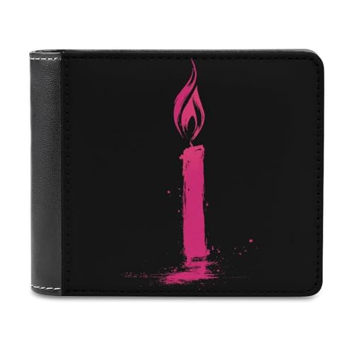 Jubonexis Pink Silhouette Geldbörse mit Kerze und Flamme, weiches PU-Leder, Bifold Wallet, Münzgeldbörse, Kreditkartenetui, robuster Kartenhalter, schlanke Geldscheinfach für Männer und Frauen von Jubonexis