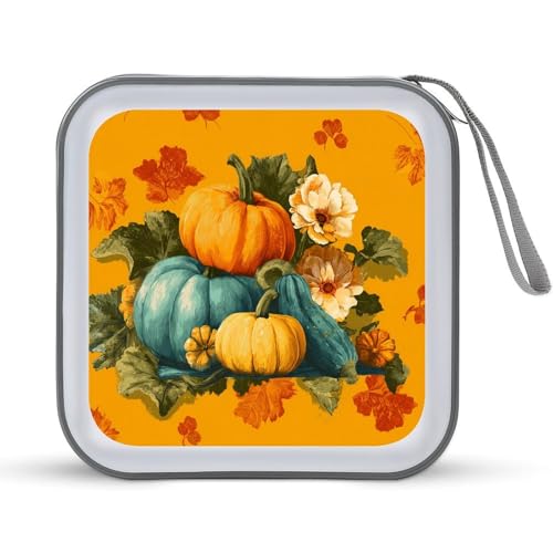 Jubonexis Pumpkins Gourds and Fall Leaves CD-Hülle, DVD-Aufbewahrungsbox, tragbar von Jubonexis