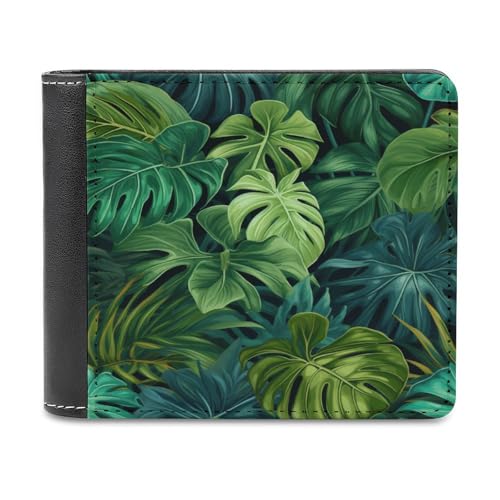 Jubonexis Rainforest Plants Monstera Tropical Soft PU Leather Bifold Wallet, Coin Purse Credit Pass Case, Durable Card Holder Slim Billfold for Men Woman Money Storage von Jubonexis