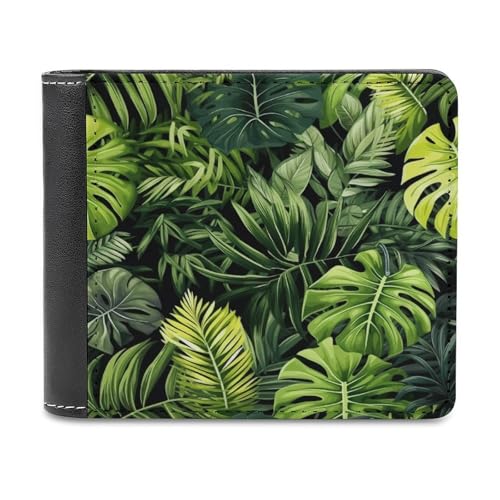 Jubonexis Rainforest Plants Monstera Wet Tropical Soft PU Leather Bifold Wallet, Coin Purse Credit Pass Case, Durable Card Holder Slim Billfold for Men Woman Money Storage von Jubonexis