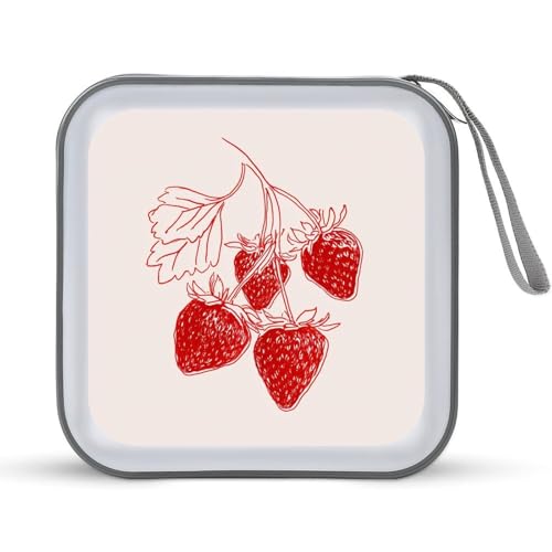 Jubonexis Rote Erdbeeren Minimalistische CD-Hülle, DVD-Aufbewahrung, tragbar, für Auto, Zuhause, Reisen Jubonexis Rote Erdbeeren Minimalistische CD-Hülle, DVD-Aufbewahrung, tragbar, für Auto, Zuhause, Reisen von Jubonexis