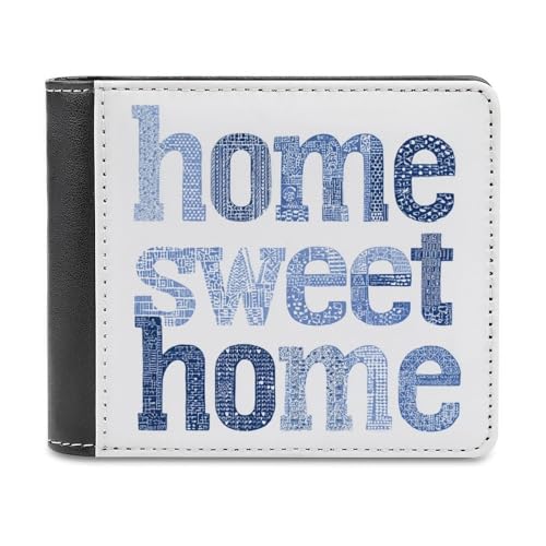 Jubonexis Simple Navy Blue Home Sweet Home Soft PU Leather Bifold Wallet, Coin Purse Credit Pass Case, Durable Card Holder Slim Billfold for Men Woman Money Storage von Jubonexis