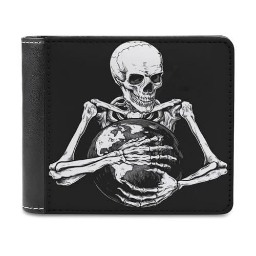 Jubonexis Skelett greift einen Globus aus weichem PU-Leder, Bifold Wallet, Münzgeldbörse, Kreditkartenetui, langlebiger Kartenhalter, schlanke Geldscheinfach für Männer und Frauen Jubonexis Skelett greift einen Globus aus weichem PU-Leder, Bifold Wallet, Münzgeldbörse, Kreditkartenetui, langlebiger Kartenhalter, schlanke Geldscheinfach für Männer und Frauen von Jubonexis