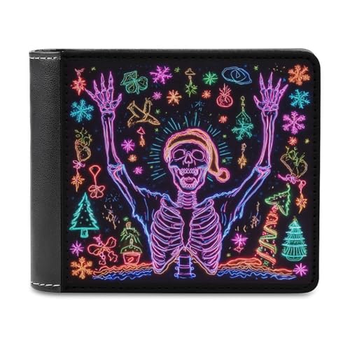 Jubonexis Skelett mit Weihnachtsmannmütze, weiches PU-Leder, Bifold Wallet, Münzgeldbörse, Kreditkartenetui, langlebig, Kartenhalter, schlanke Geldscheinfach für Männer und Frauen Jubonexis Skelett mit Weihnachtsmannmütze, weiches PU-Leder, Bifold Wallet, Münzgeldbörse, Kreditkartenetui, langlebig, Kartenhalter, schlanke Geldscheinfach für Männer und Frauen von Jubonexis