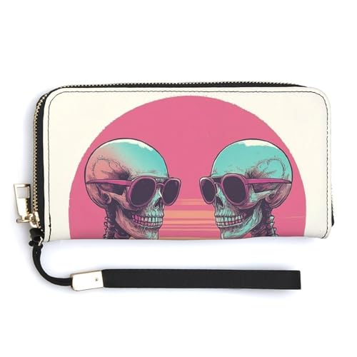 Jubonexis Skelette mit Sonnenbrille, PU-Leder, Clutch, lang, Bifold Wallet, Münzgeldbörse, Kreditkartenetui, robuster Kartenhalter, Geldaufbewahrung für Damen und Herren Jubonexis Skelette mit Sonnenbrille, PU-Leder, Clutch, lang, Bifold Wallet, Münzgeldbörse, Kreditkartenetui, robuster Kartenhalter, Geldaufbewahrung für Damen und Herren von Jubonexis