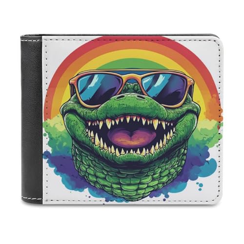 Jubonexis Smiling Alligator Head Bifold Wallet Wallet Coin Purse Credit Pass Case, Durable Card Holder Slim Billfold for Men Woman Money Storage von Jubonexis