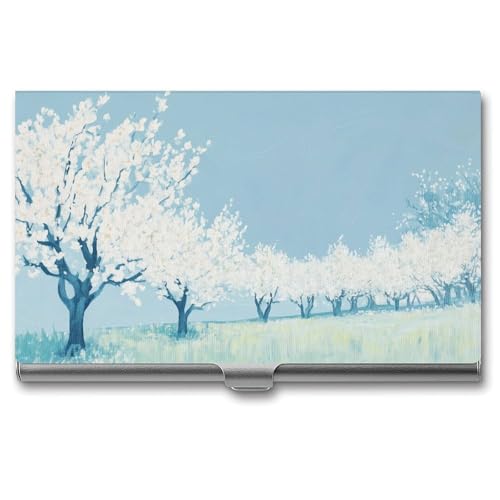 Jubonexis Spring Tree Visitenkartenetui aus Metall, schlankes Design, für Damen und Herren, Weiß von Jubonexis