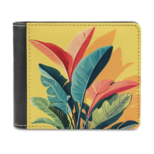 Jubonexis Subtropical Plants Bold Graphic Soft PU Leather Bifold Wallet, Coin Purse Credit Pass Case, Durable Card Holder Slim Billfold for Men Woman Money Storage von Jubonexis