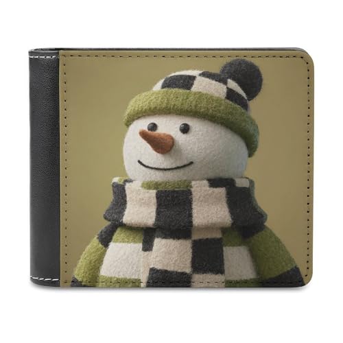 Jubonexis Süßer Weihnachts-Schneemann, weiches PU-Leder, Bifold Wallet, Münzgeldbörse, Kreditkartenetui, langlebig, Kartenhalter, schlanke Geldscheinfach für Männer und Frauen von Jubonexis