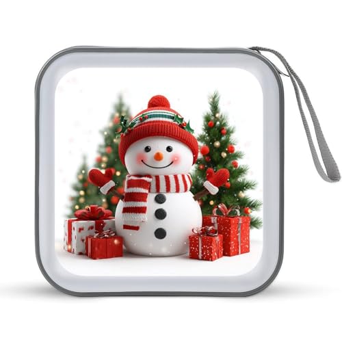 Jubonexis Süßer lächelnder Schneemann Weihnachten CD-Hülle DVD Aufbewahrungskoffer tragbar für Auto Zuhause Reisen von Jubonexis