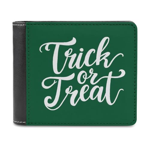 Jubonexis Süßes oder Saures auf grünem weichem PU-Leder, Bifold Wallet, Münzgeldbörse, Kreditkartenetui, robuster Kartenhalter, schlanke Geldscheinfach für Männer und Frauen von Jubonexis