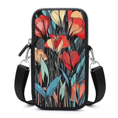 Jubonexis Summer Tropical Flower Crossbody Handytasche Smartphone Tasche mit verstellbarem Riemen von Jubonexis