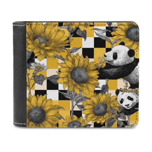 Jubonexis Sunflowers and Pandas Bifold Wallet Wallet Coin Purse Credit Pass Case, Durable Card Holder Slim Billfold for Men Woman Money Storage von Jubonexis