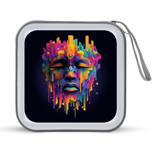 Jubonexis Surreal Face Schmelzen Geometrische Formen CD Hülle DVD Aufbewahrungstasche Tragbar für Auto Zuhause Reisen von Jubonexis