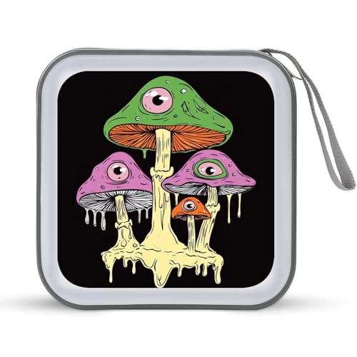 Jubonexis Surreal Schmelzende Pilze mit Augen CD-Hülle, DVD-Aufbewahrungsbox, tragbar von Jubonexis