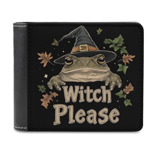 Jubonexis Toad Wearing Witch's Hat Witch Please Soft PU Leather Bifold Wallet, Coin Purse Credit Pass Case, Durable Card Holder Slim Billfold for Men Woman Money Storage von Jubonexis