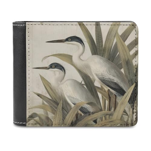 Jubonexis Two Herons Vintage Soft PU Leather Bifold Wallet, Coin Purse Credit Pass Case, Durable Card Holder Slim Billfold for Men Woman Money Storage von Jubonexis