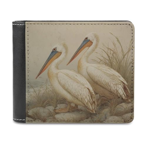 Jubonexis Two Pelicans Minimalism Soft PU Leather Bifold Wallet, Coin Purse Credit Pass Case, Durable Card Holder Slim Billfold for Men Woman Money Storage von Jubonexis