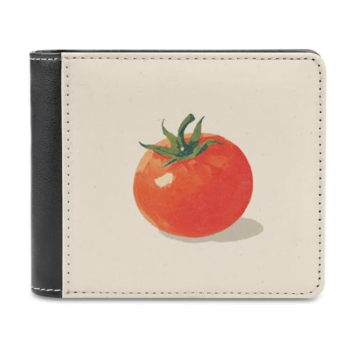 Jubonexis Vintage Single Cherry Tomato Soft PU Leather Bifold Wallet, Coin Purse Credit Pass Case, Durable Card Holder Slim Billfold for Men Woman Money Storage von Jubonexis