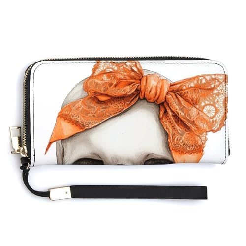 Jubonexis Vintage Totenkopf Orange Spitze Kokette Schleife PU Leder Clutch Lange Bifold Wallet Münzgeldbörse Kreditkartenetui Langlebig Kartenhalter Geld Aufbewahrung für Damen Herren Jubonexis Vintage Totenkopf Orange Spitze Kokette Schleife PU Leder Clutch Lange Bifold Wallet Münzgeldbörse Kreditkartenetui Langlebig Kartenhalter Geld Aufbewahrung für Damen Herren von Jubonexis