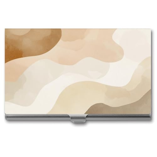 Jubonexis Visitenkartenetui für Damen und Herren, weich, Beige und Creme, abstrakte Formen, schlankes Metall, Visitenkartenetui von Jubonexis