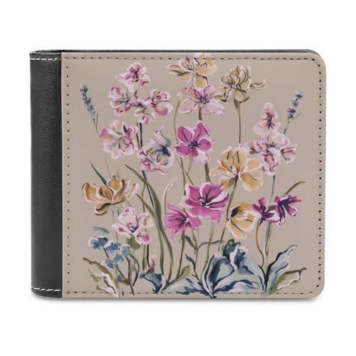 Jubonexis Wildflower Spring Floral Plants Flowers Soft PU Leather Bifold Wallet, Coin Purse Credit Pass Case, Durable Card Holder Slim Billfold for Men Woman Money Storage von Jubonexis