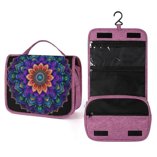Kosmetiktasche für Damen, strahlendes Mandala in Neonfarben, zum Aufhängen, Make-up-Organizer mit Haken für Shampoo Kosmetiktasche für Damen, strahlendes Mandala in Neonfarben, zum Aufhängen, Make-up-Organizer mit Haken für Shampoo von Jubonexis
