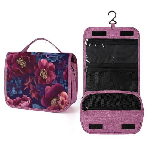 Kosmetiktasche mit romantischem Blumenmuster, Boho-Stil, ästhetischer Reise-Kulturbeutel für Damen, zum Aufhängen, Make-up-Organizer mit Haken für Shampoo Kosmetiktasche mit romantischem Blumenmuster, Boho-Stil, ästhetischer Reise-Kulturbeutel für Damen, zum Aufhängen, Make-up-Organizer mit Haken für Shampoo von Jubonexis
