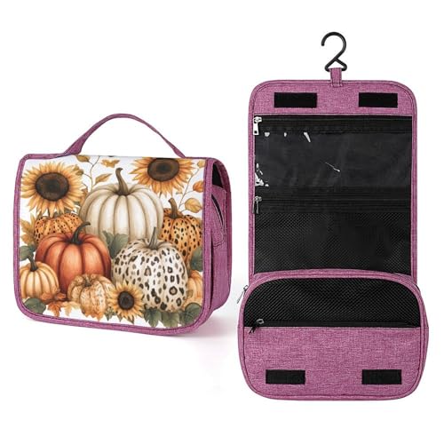 Kulturbeutel für Damen, Kürbisse und Sonnenblumen, zum Aufhängen, Make-up-Organizer mit Haken für Shampoo Kulturbeutel für Damen, Kürbisse und Sonnenblumen, zum Aufhängen, Make-up-Organizer mit Haken für Shampoo von Jubonexis