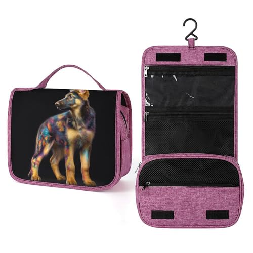 Kulturbeutel für Damen, Motiv: Bunte Sheppard-Welpe, zum Aufhängen, Make-up-Organizer mit Haken für Shampoo Kulturbeutel für Damen, Motiv: Bunte Sheppard-Welpe, zum Aufhängen, Make-up-Organizer mit Haken für Shampoo von Jubonexis