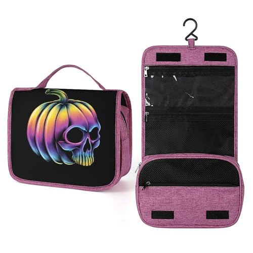 Kulturbeutel für Damen, Motiv: Kürbis-Totenkopf-Motiv, zum Aufhängen, Make-up-Organizer mit Haken für Shampoo Kulturbeutel für Damen, Motiv: Kürbis-Totenkopf-Motiv, zum Aufhängen, Make-up-Organizer mit Haken für Shampoo von Jubonexis