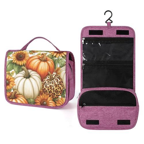 Kulturbeutel für Damen, Motiv: Kürbisse und Sonnenblumen, zum Aufhängen, Make-up-Organizer mit Haken für Shampoo Kulturbeutel für Damen, Motiv: Kürbisse und Sonnenblumen, zum Aufhängen, Make-up-Organizer mit Haken für Shampoo von Jubonexis
