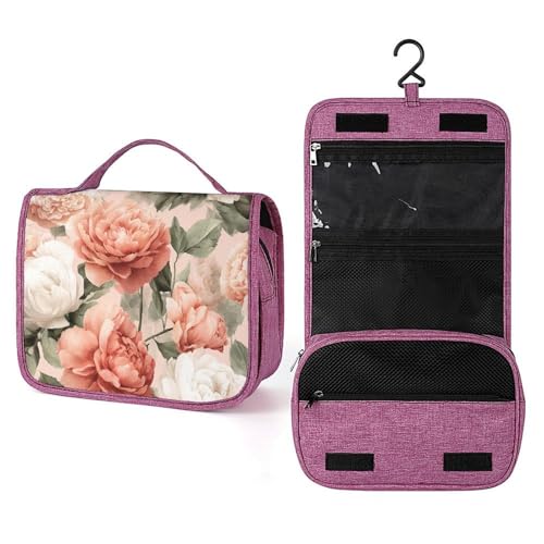 Kulturbeutel für Damen, Motiv: Pfingstrosen, botanische Rosen, zum Aufhängen, Make-up-Organizer mit Haken für Shampoo Kulturbeutel für Damen, Motiv: Pfingstrosen, botanische Rosen, zum Aufhängen, Make-up-Organizer mit Haken für Shampoo von Jubonexis