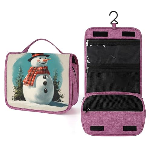 Kulturbeutel für Damen, Retro-Stil, Schneemann, zum Aufhängen, Make-up-Organizer mit Haken für Shampoo Kulturbeutel für Damen, Retro-Stil, Schneemann, zum Aufhängen, Make-up-Organizer mit Haken für Shampoo von Jubonexis